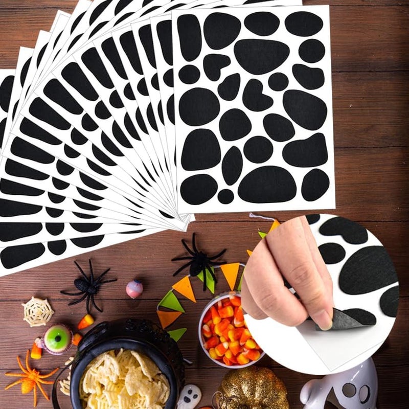 weizedm 15 Sheets Black Adhesive Felt Circles Pads, 360Pcs Irregular Felt Pads Spotty Dog Style Sticker Dalmatian Costume Spotty for Halloween DIY Art Crafts Projects Costume Holiday Decoration - Image 3
